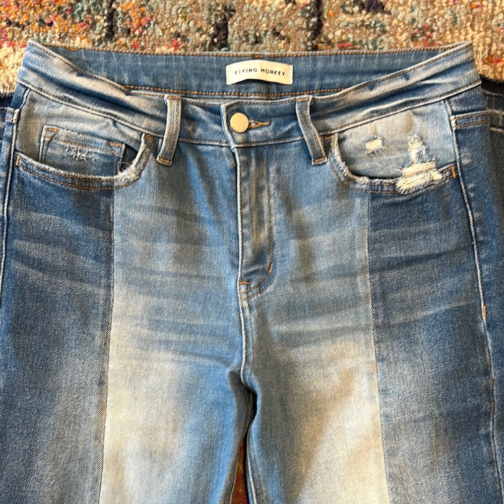 Flying Monkey Blue Ankle Cropped Jeans Distressed Style